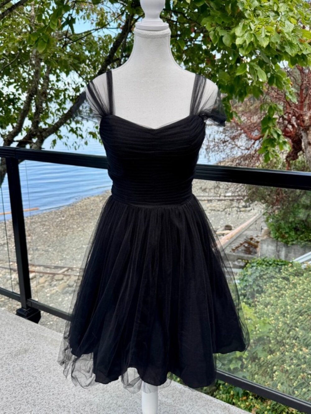 Unique Vintage Black Garden State Mesh Midi Dress Size S